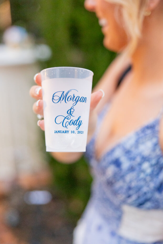 personalized cups at the wedding