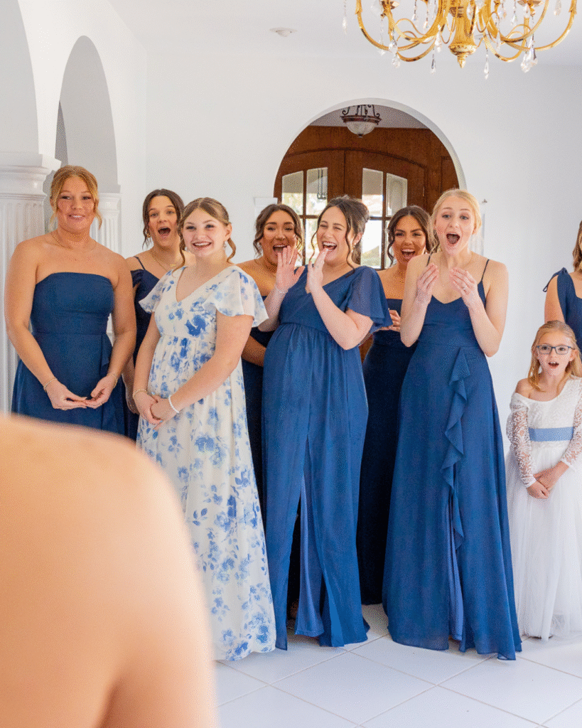 All blue wedding bridesmaid dress